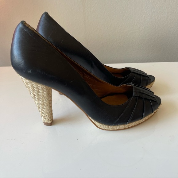 CHOCOLAT BLU Peep Toe Pumps Leather Black Size 6.5 - Picture 5 of 12
